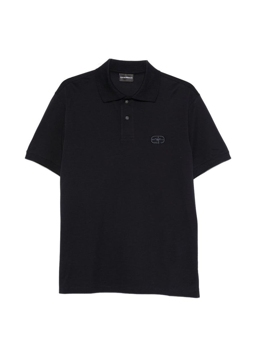 Emporio Armani Logo Cotton Polo Shirt — Black
