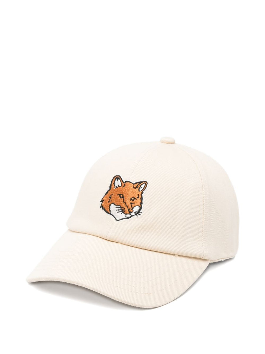 Maison Kitsuné Fox Head Embroidered Baseball Cap — Ivory