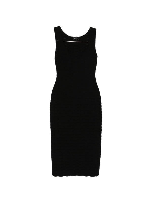 Emporio Armani Ribbed Knit Sleeveless Dress — Black