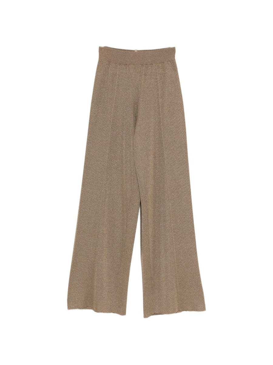 Fabiana Filippi Wide-Leg Knit Trousers — Brown
