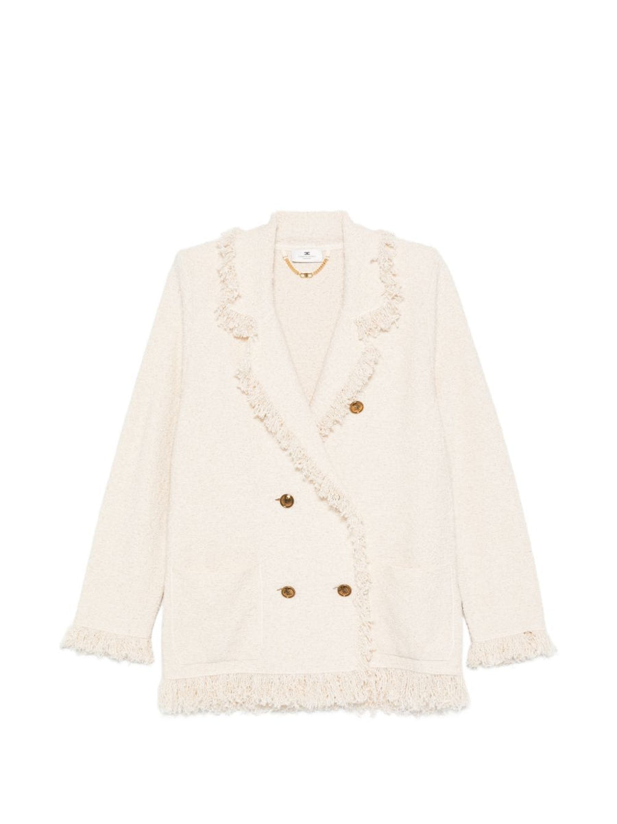 Elisabetta Franchi V-neck patch pockets Cotton double-breasted jacket