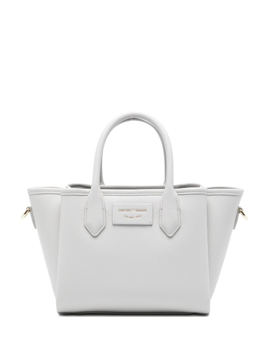 Emporio Armani Pebbled Leather Tote Bag — White