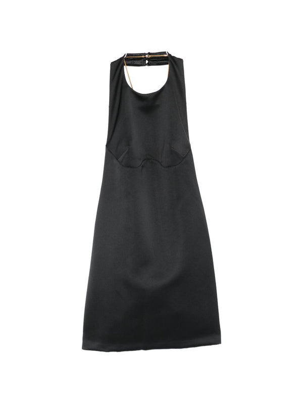 Elisabetta Franchi U-Neck Halterneck Mini Dress — Black