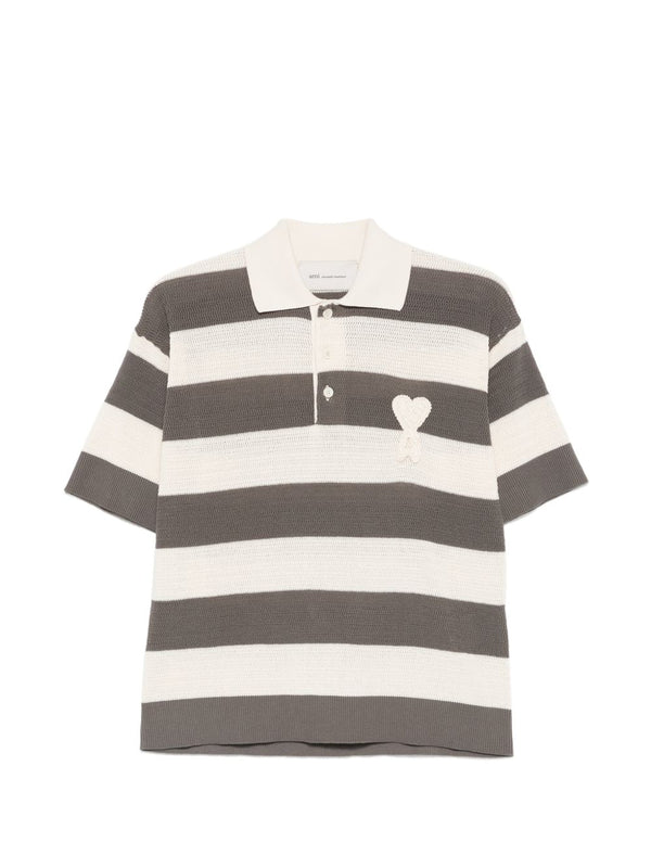 Ami Paris Ami De Coeur striped polo shirt