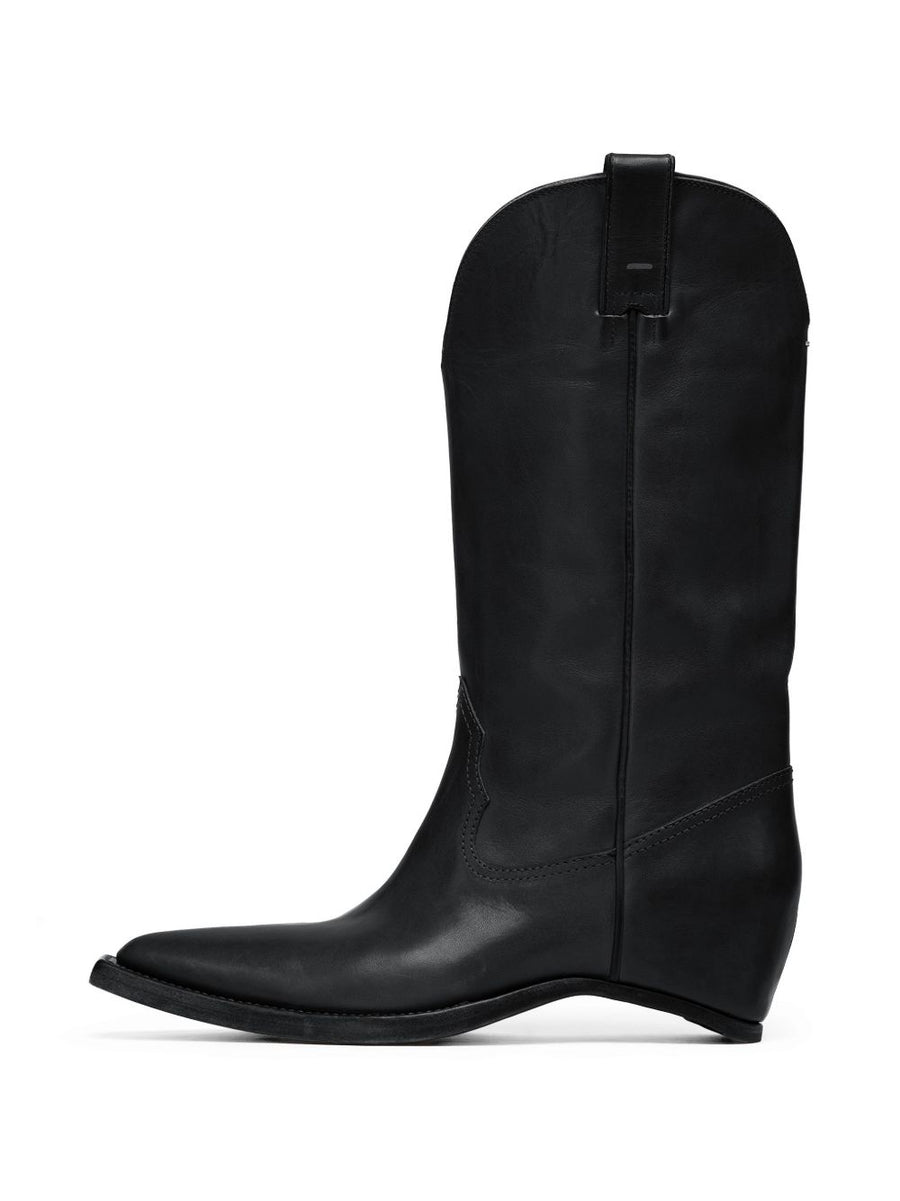 Maison Margiela Leather Western Boot — Black