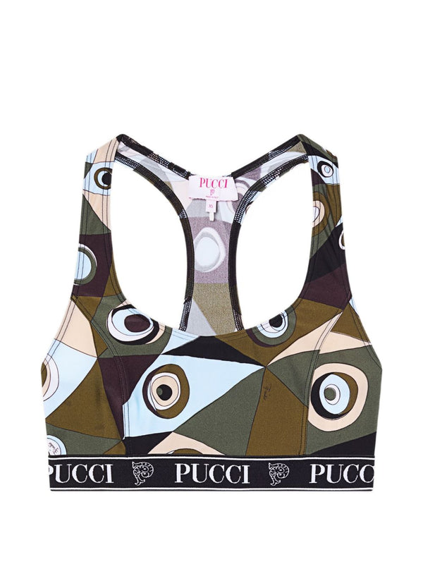 Pucci Occhi-Print Stretch Bralette — Khaki