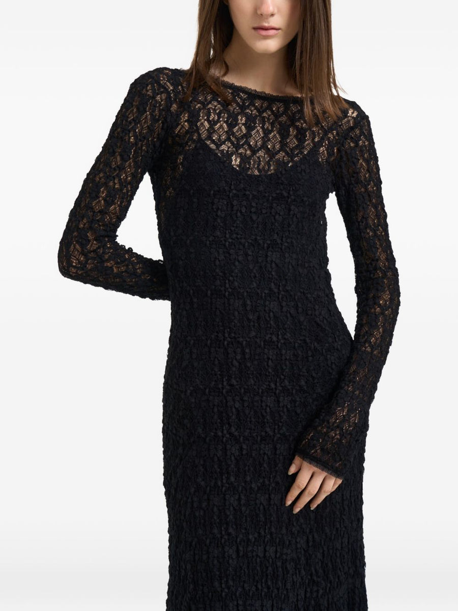 Forte Forte Lace Long Sleeve Dress — Black