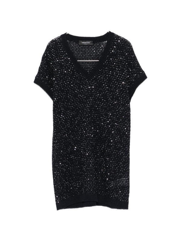 Fabiana Filippi V-neck short sleeves Embellished v-necked top