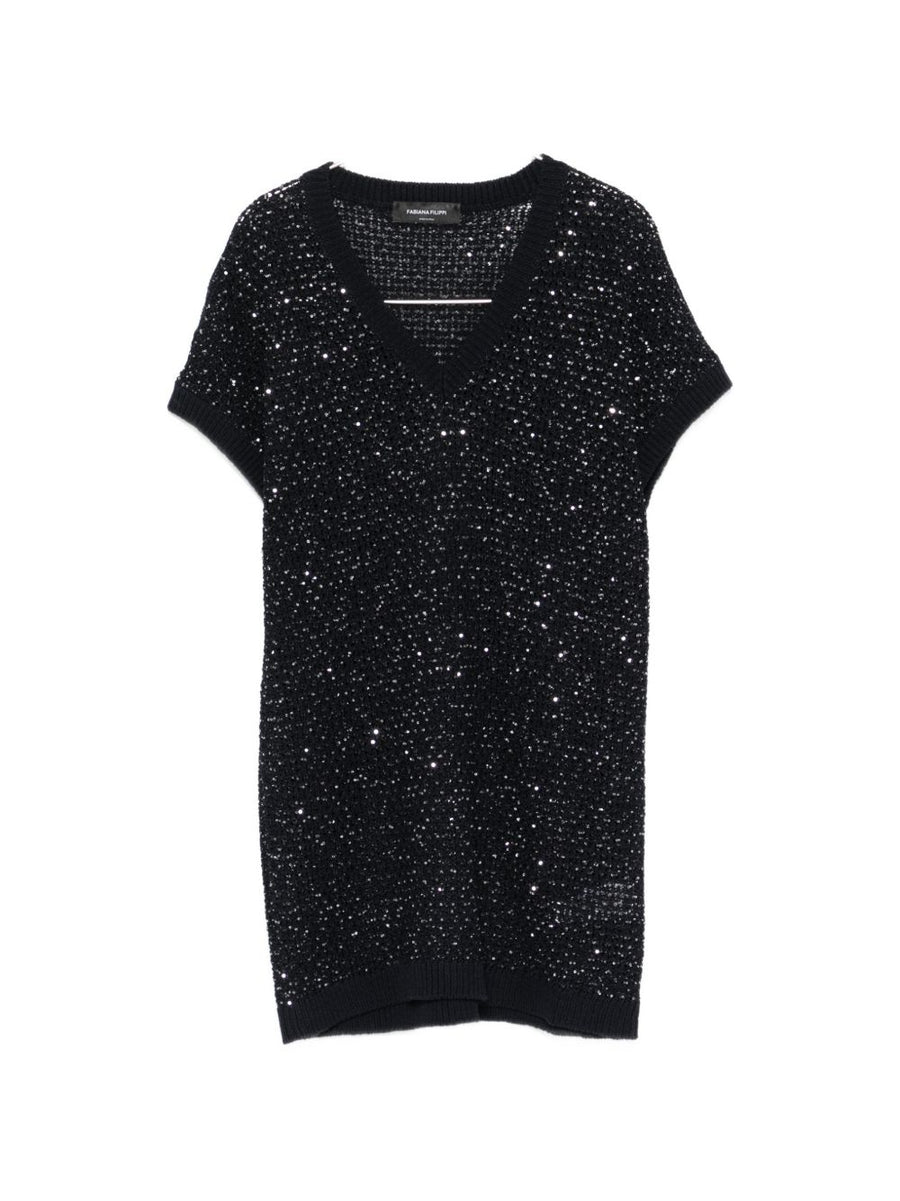 Fabiana Filippi V-neck short sleeves Embellished v-necked top