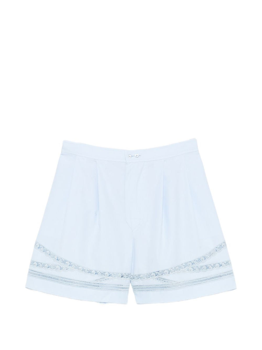 Ermanno Scervino دانتيل-زخرفة قطن شورت — أزرق فاتح