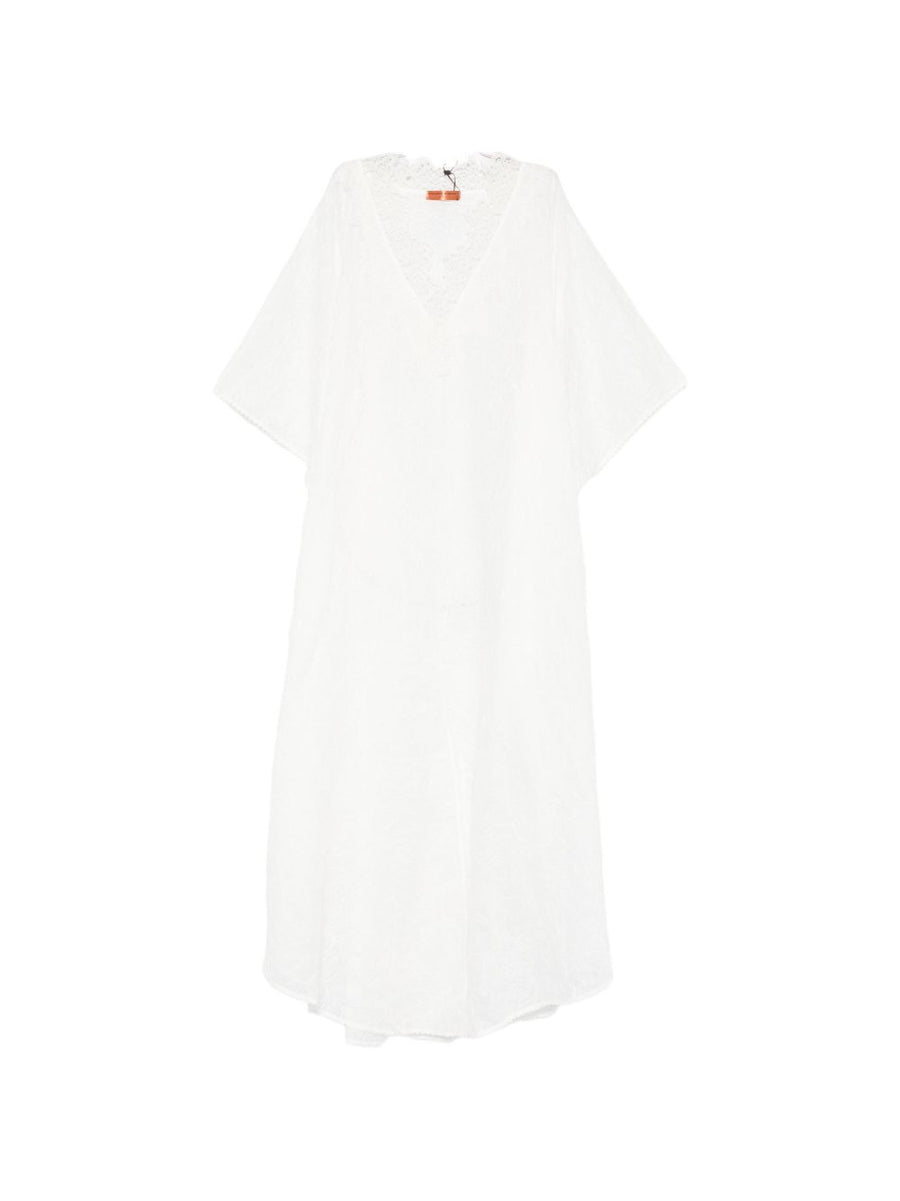 Ermanno Scervino V-neck short sleeves scalloped edge Long kaftan