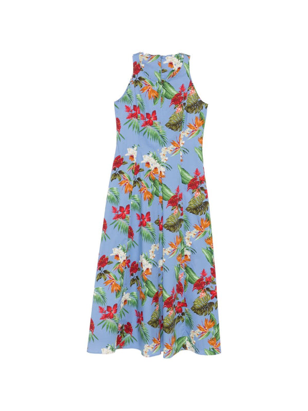 ARCHIVIO '67 Floral Print Cotton Dress — Blue