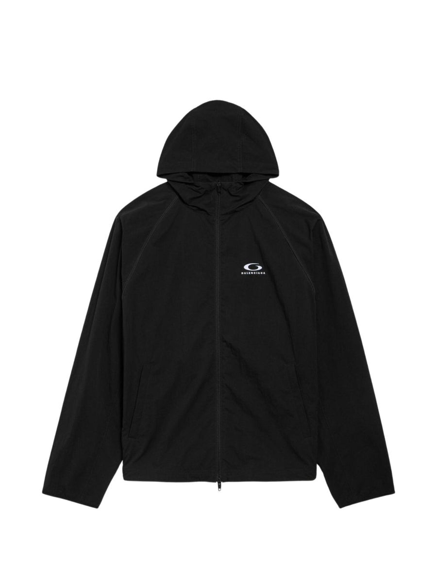 Balenciaga Logo Hooded Jacket — Black