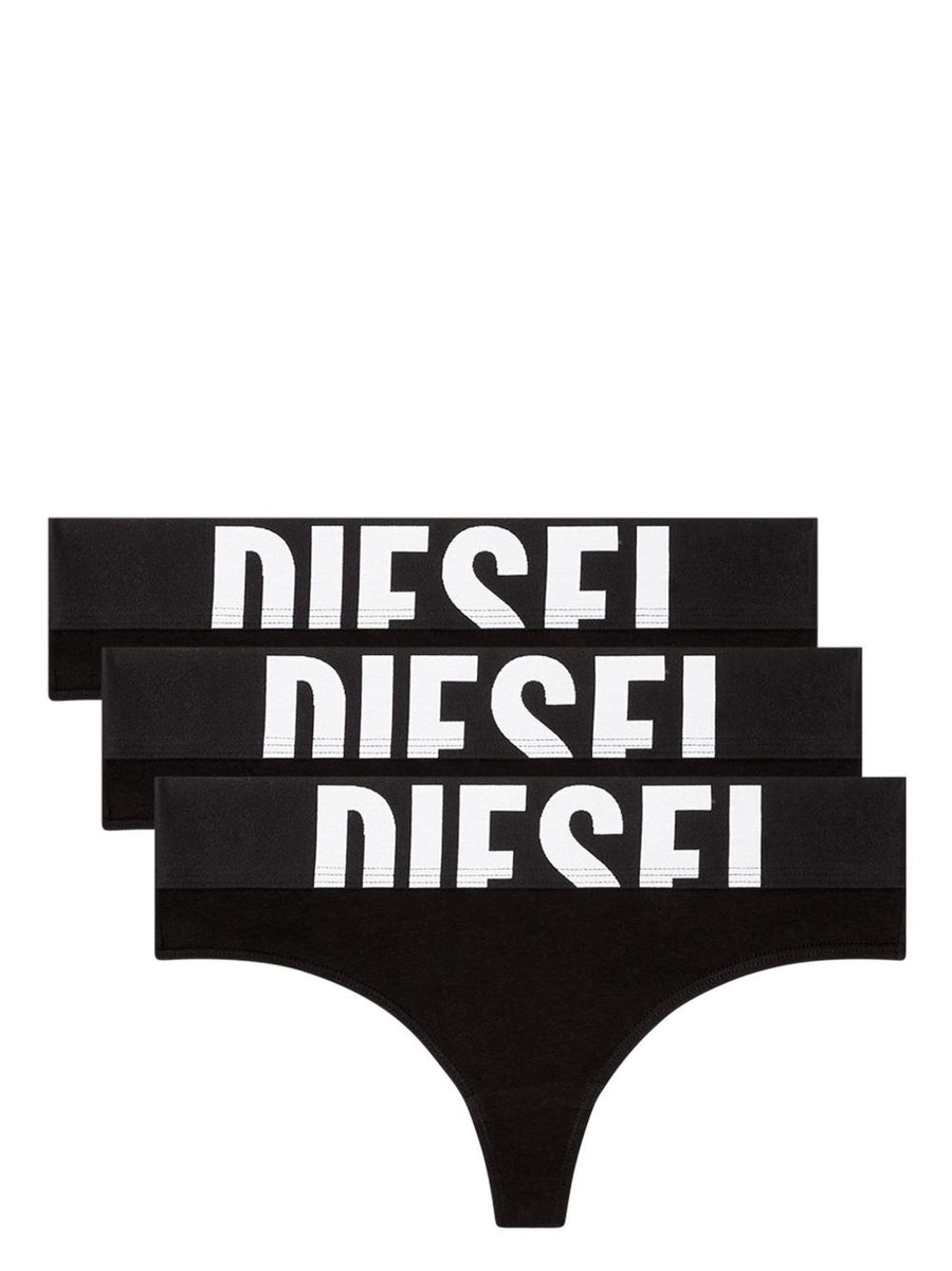 Diesel Logo Waistband Thong Brief — Black