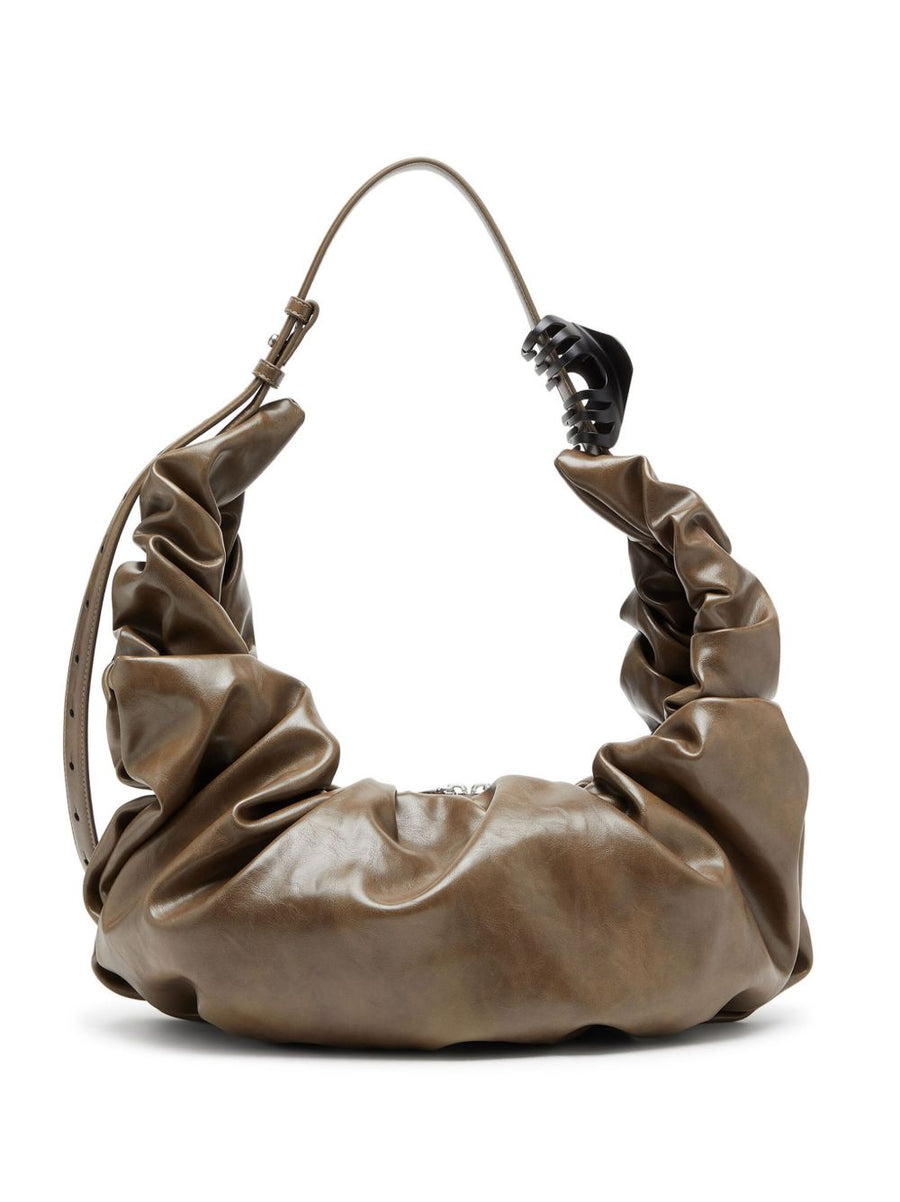 Diesel Gathered Leather Hobo Bag — Brown