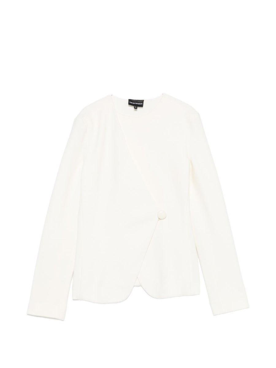 فستان Emporio Armani غير متماثل قطن بليزر — أبيض