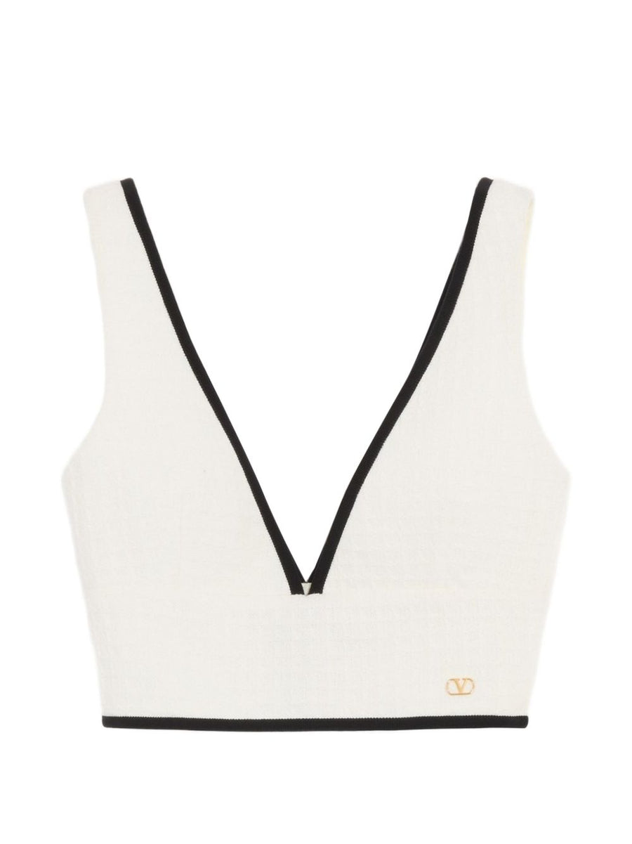 Valentino VLogo-Detailed Cotton Tank Top — white