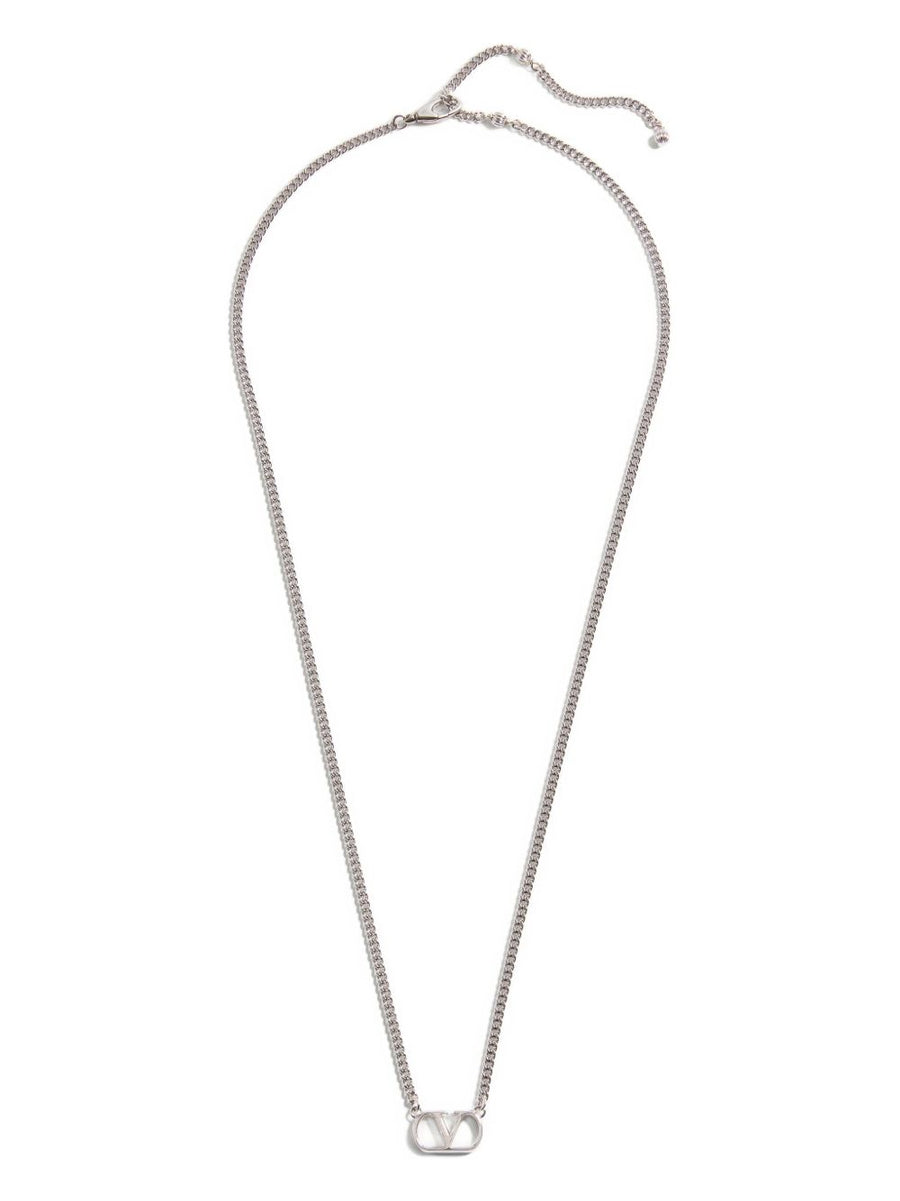 Valentino Garavani VLogo Signature Cable-Link Necklace — Silver