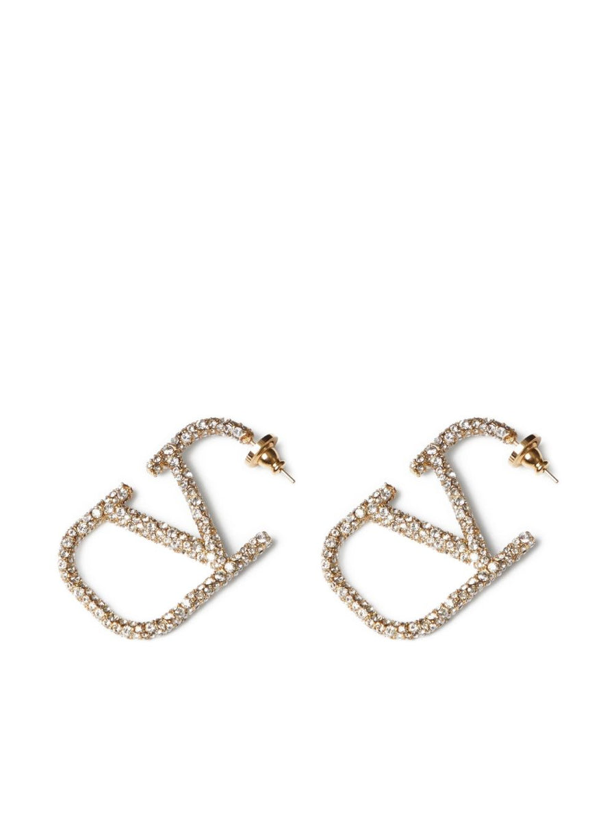 Valentino Garavani VLogo Signature Swarovski Crystal Earrings — Gold
