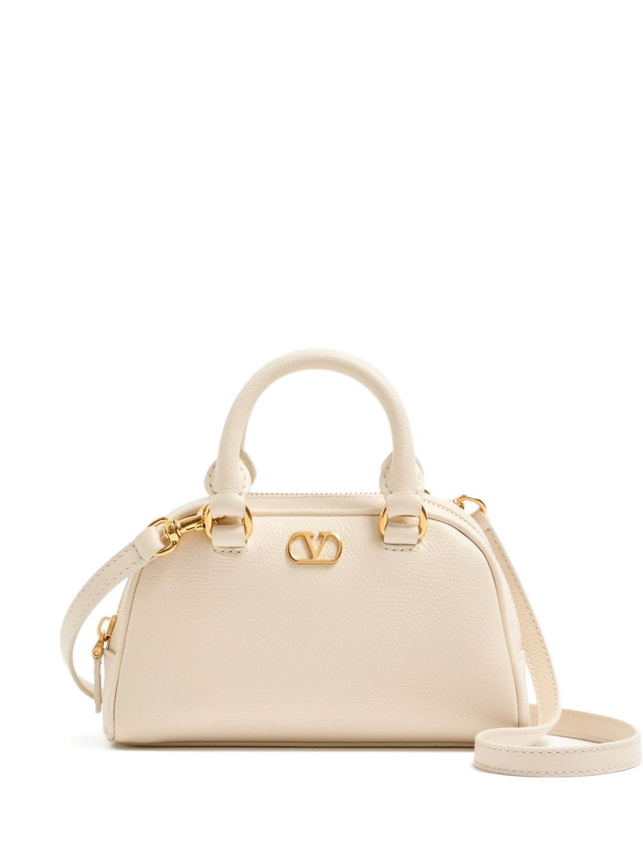 Valentino Garavani VLogo Signature Leather Mini Bag — Cream