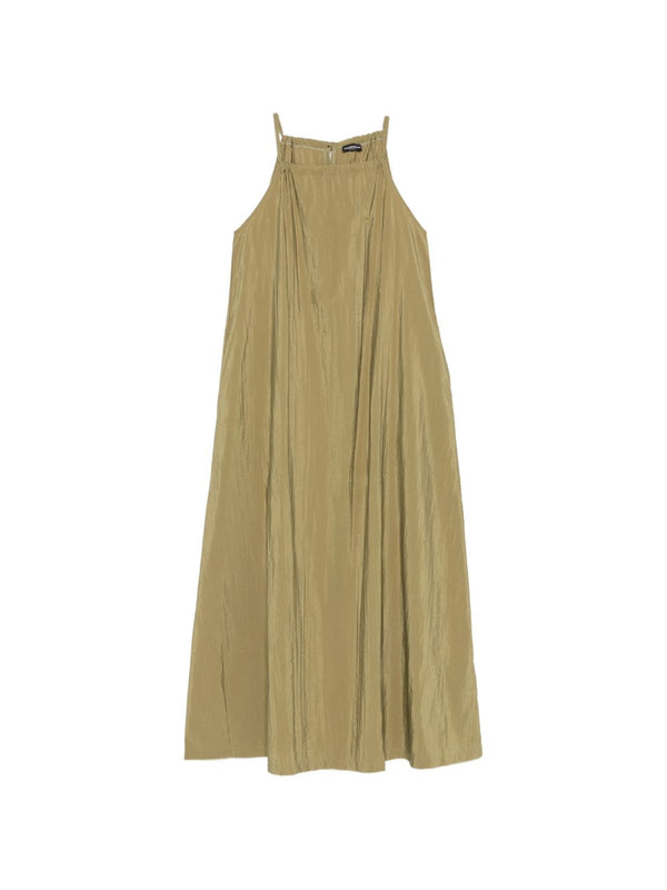 Emporio Armani Crinkled Linen Halterneck Dress — Olive