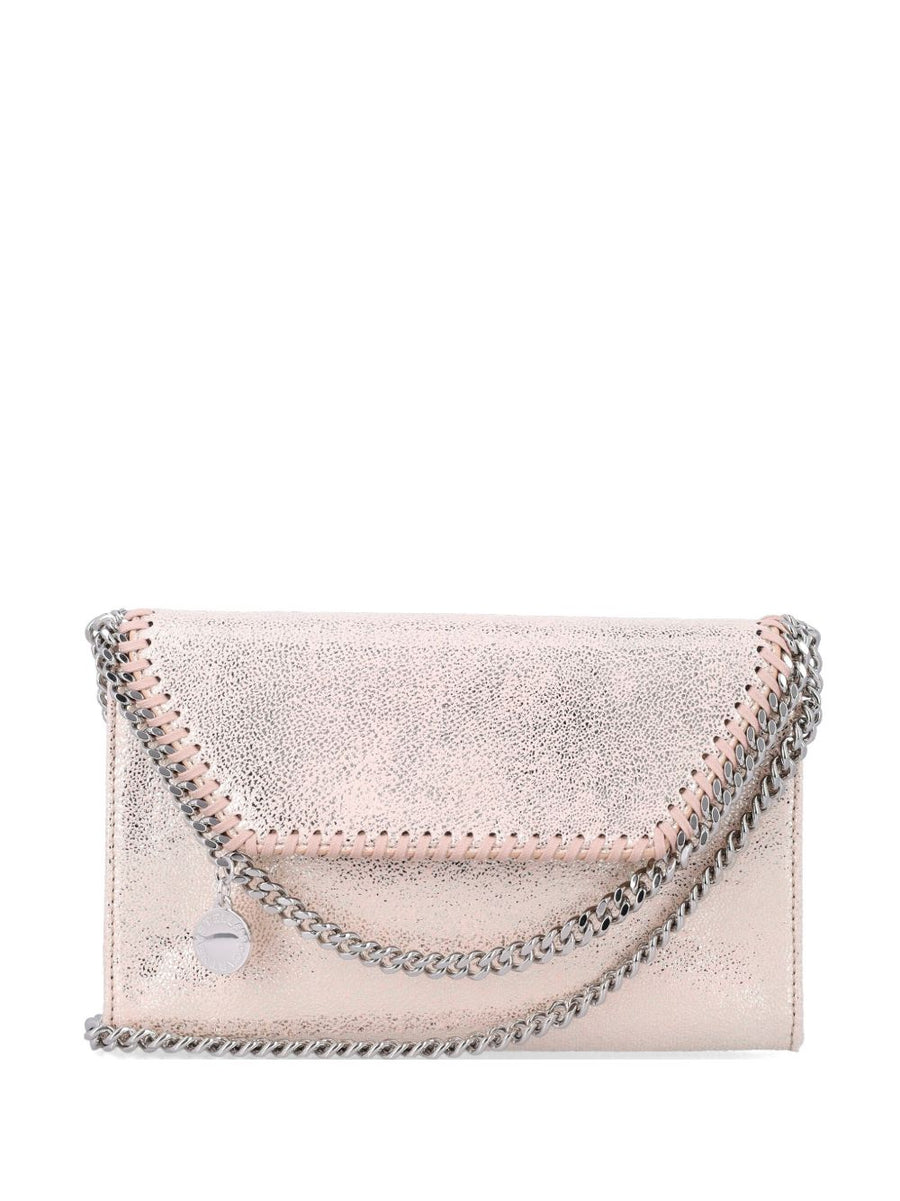 Stella McCartney Chain-Trimmed Metallic Clutch — Pink