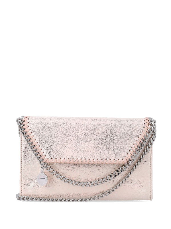 Stella McCartney Chain-Trimmed Metallic Clutch — Pink