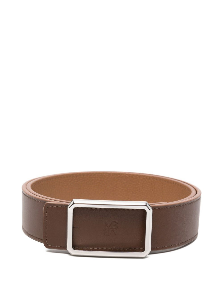 MAISON BOINET Leather with Logo Debossing Belt — Brown
