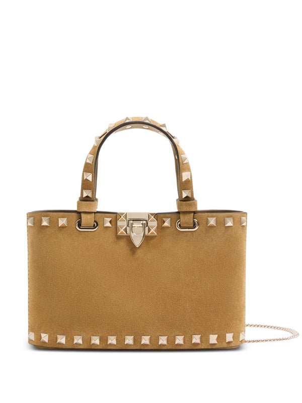 حقيبة Valentino Garavani Rockstud توب مقبض — تان