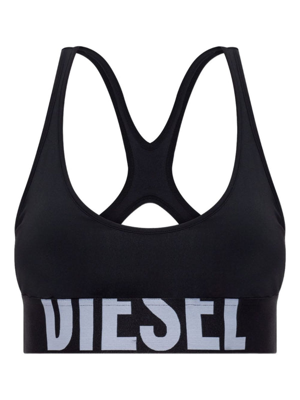 Diesel Logo Racerback Sports Bra — Black