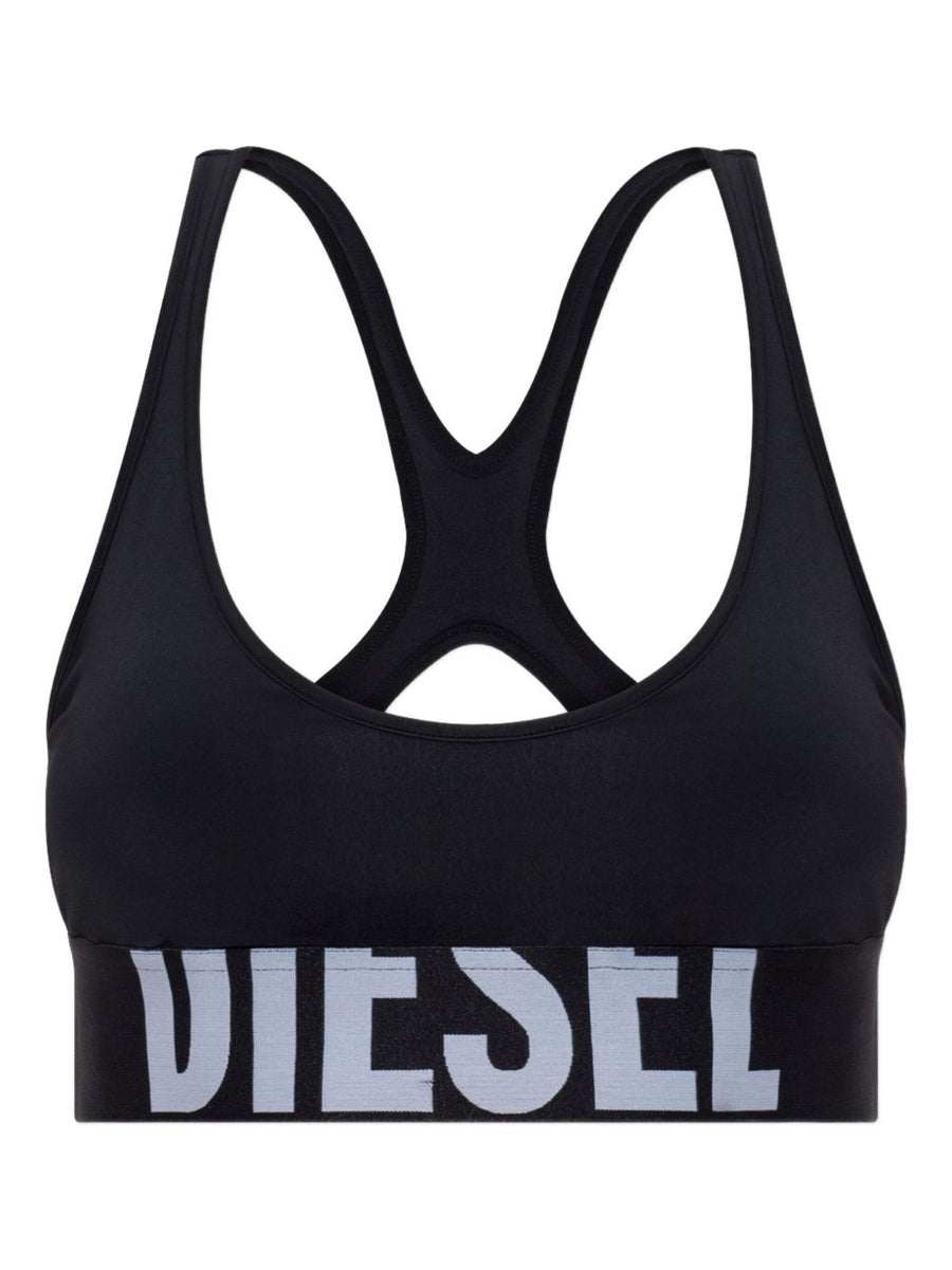 Diesel Logo Racerback Sports Bra — Black