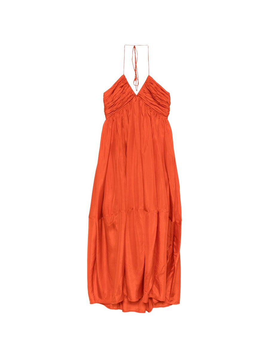 Zimmermann Ruched Halterneck Dress — Orange