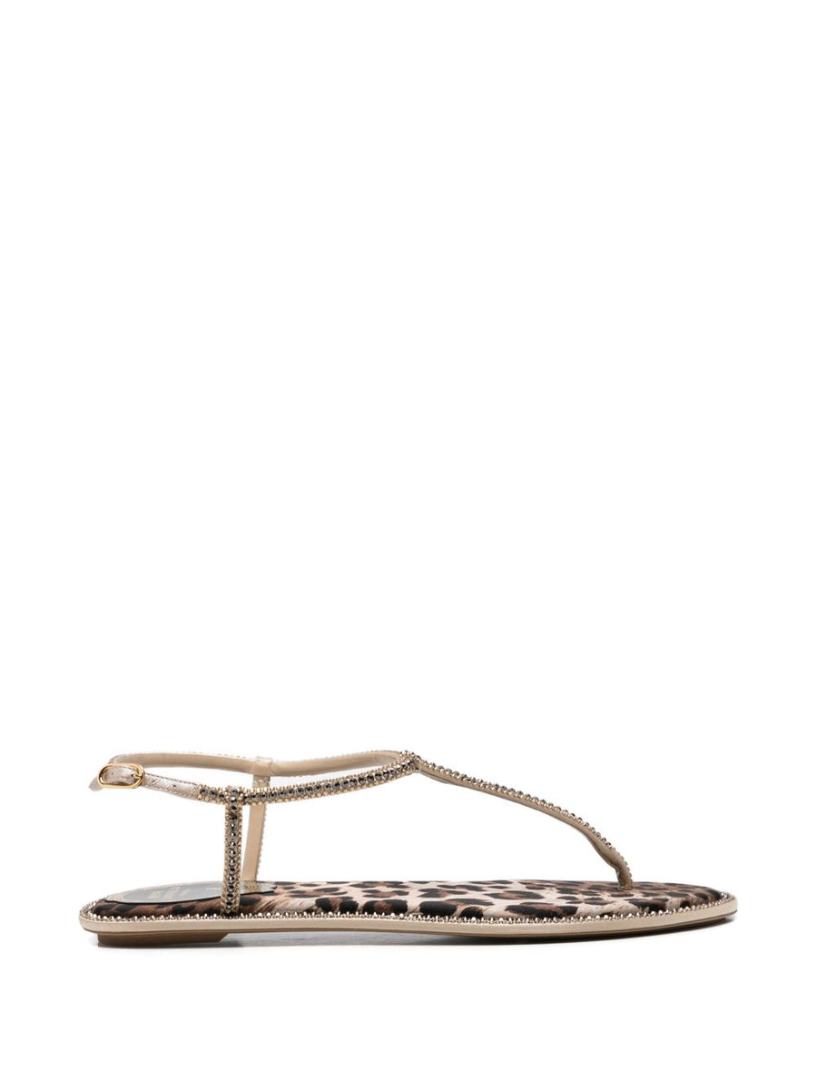 René Caovilla Diana Sandal — Tan