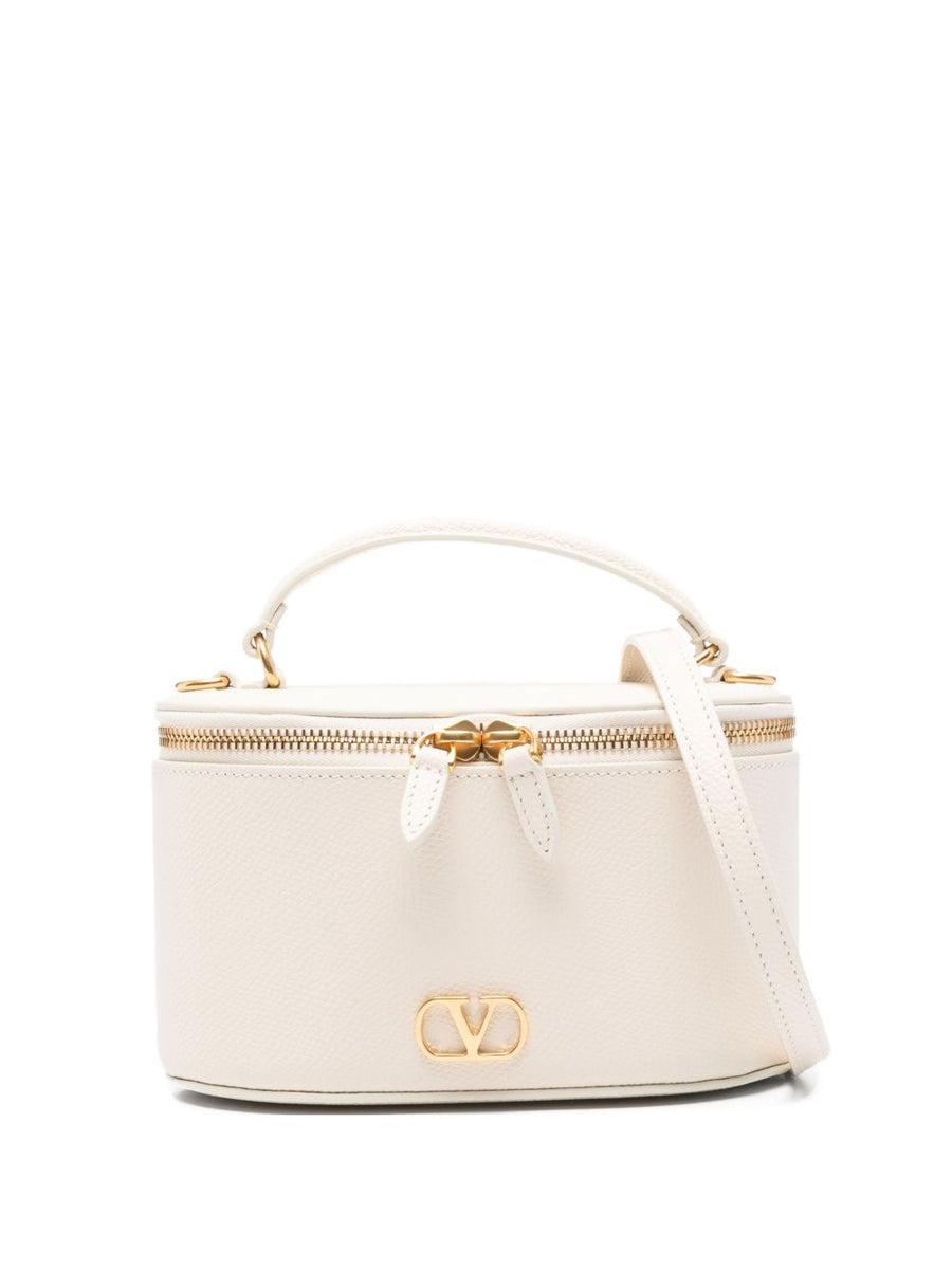 Valentino Garavani Cream Leather VLogo Clutch — White