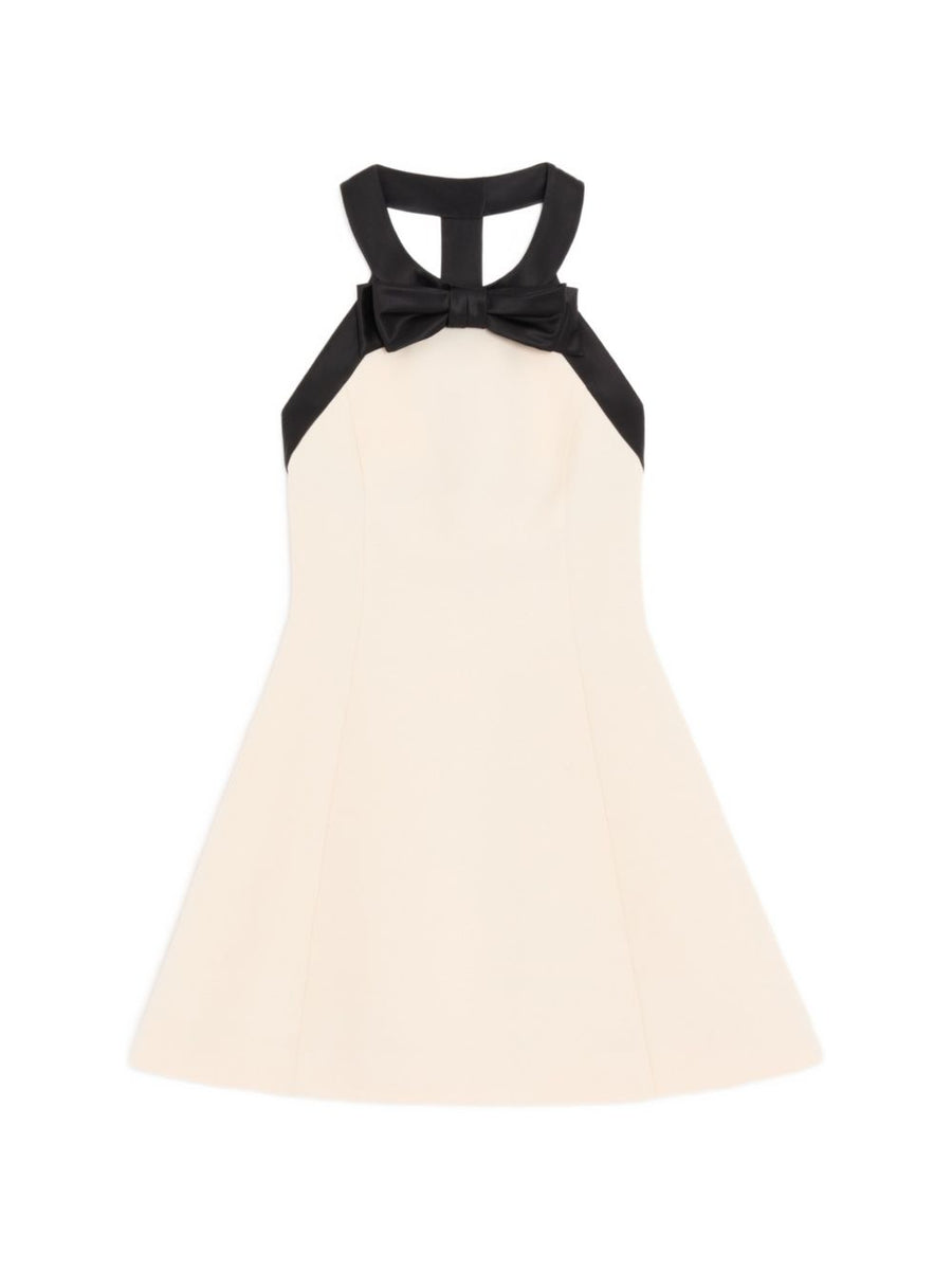 Valentino Wool-Silk Blend Halter Dress — Cream