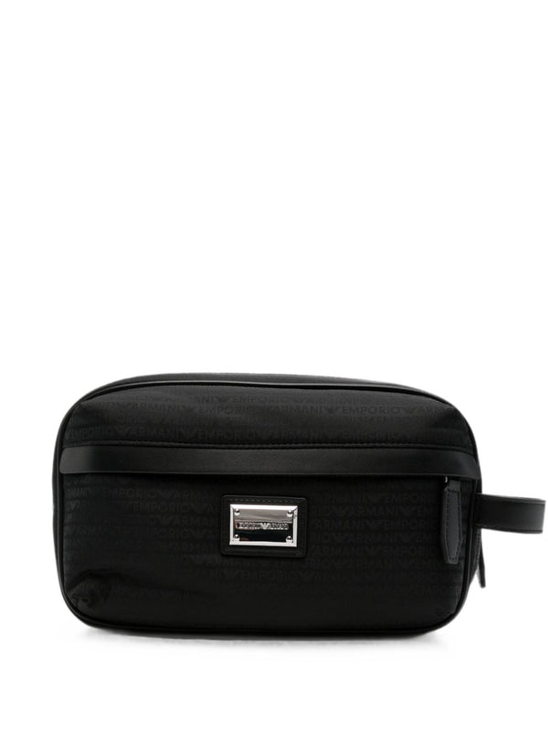 حقيبة كلتش Emporio Armani شعار-نقشة — أسود