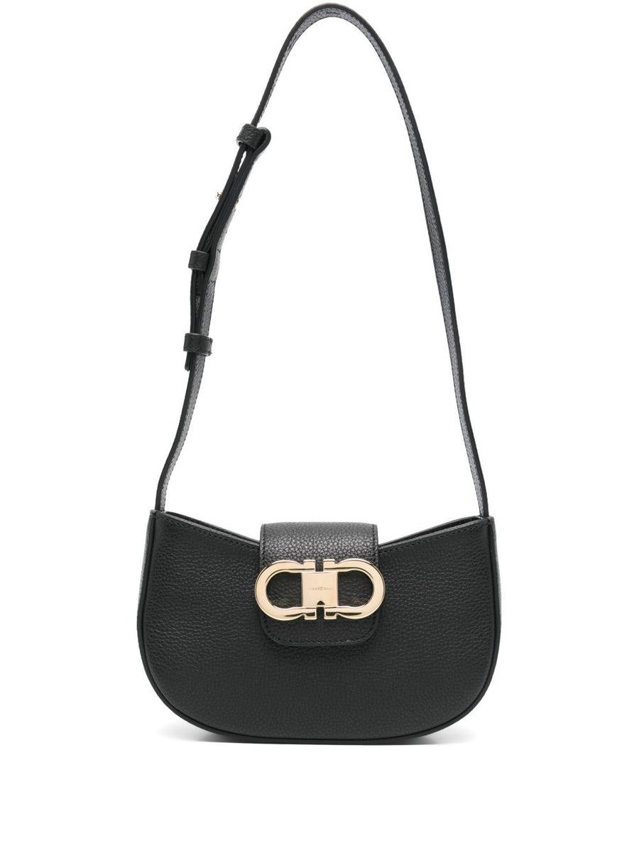 Ferragamo Gancini Shoulder Bag — Black