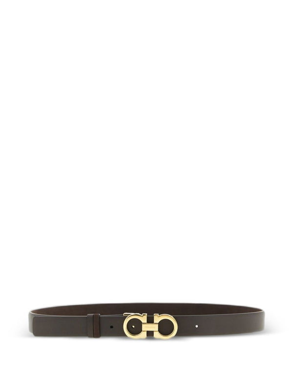 Ferragamo Gancini Buckle Leather Belt — Brown