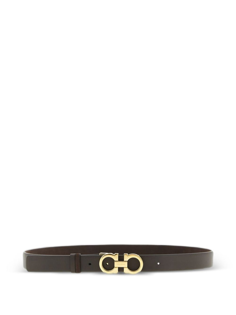 Ferragamo Gancini Buckle Leather Belt — Brown