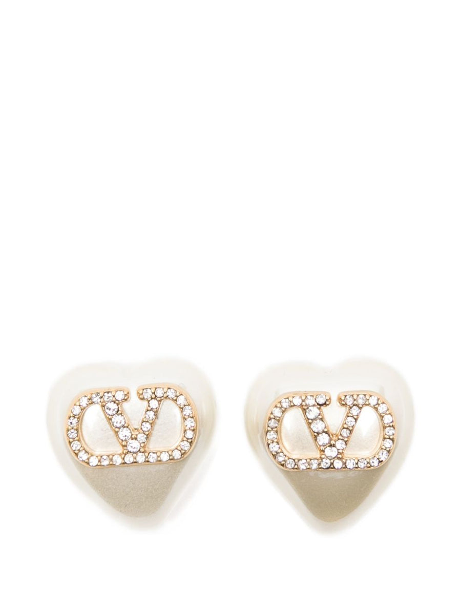 Valentino Garavani VLogo Crystal Embellished Earrings — Gold