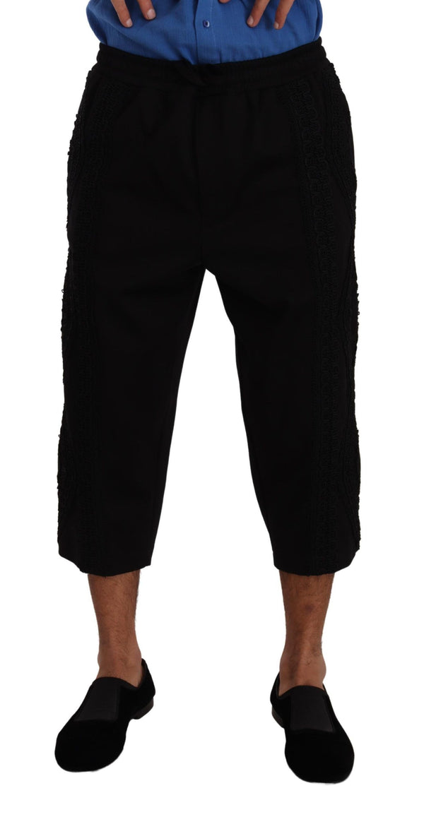 Dolce & Gabbana 95% Cotton cropped pants in black