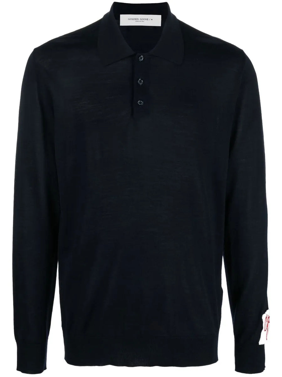 Golden Goose Virgin Wool 100% polo shirt in navy