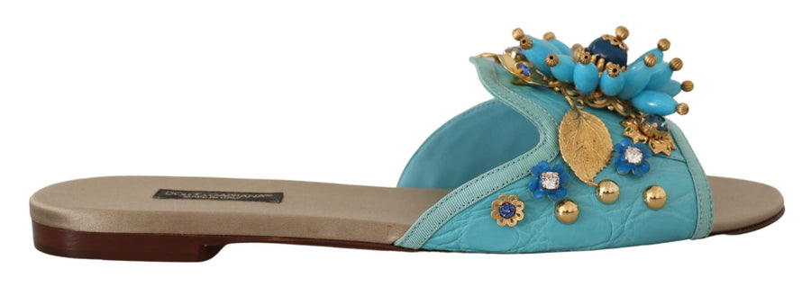 Dolce & Gabbana 79% Exotic Leather sandal in blue