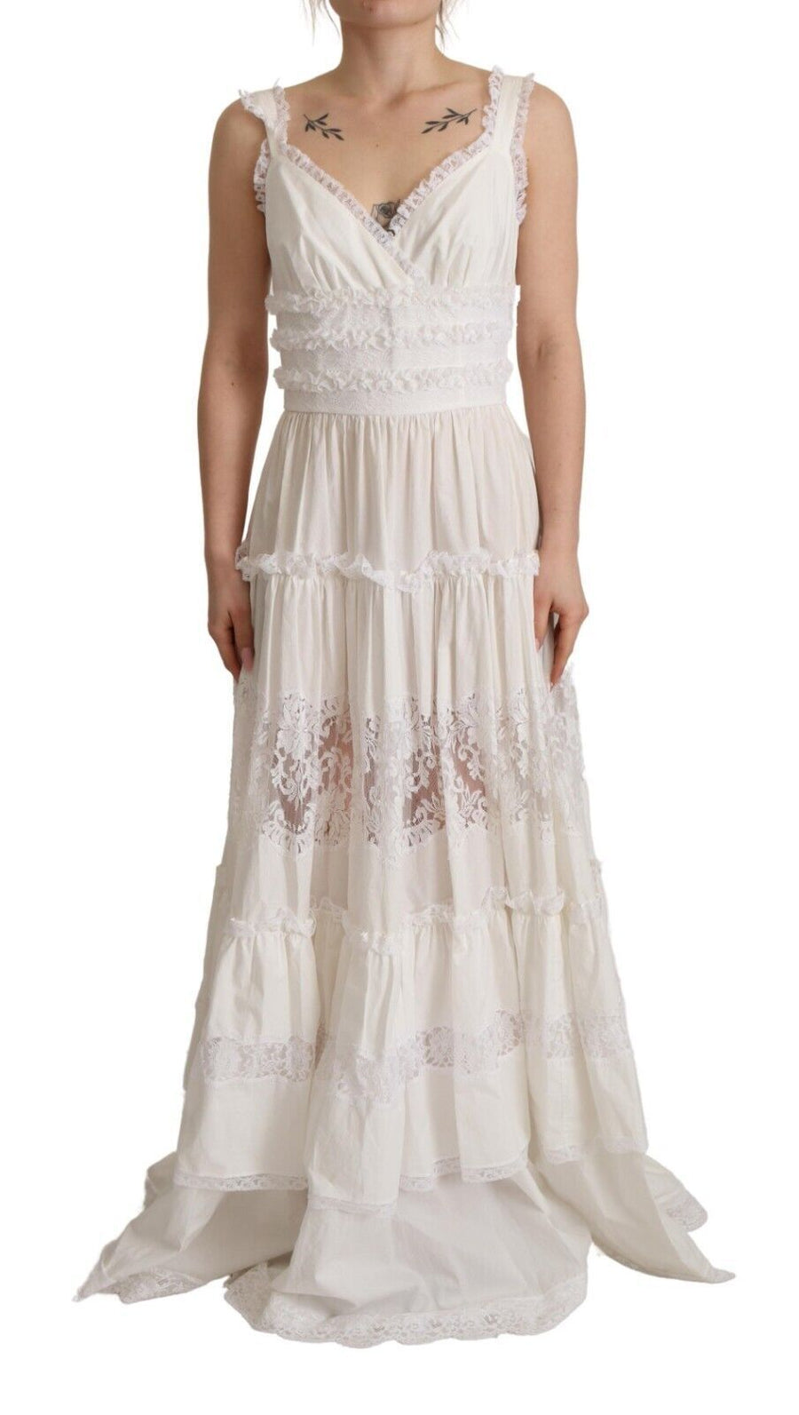 Dolce & Gabbana 74% Cotton maxi dress in white