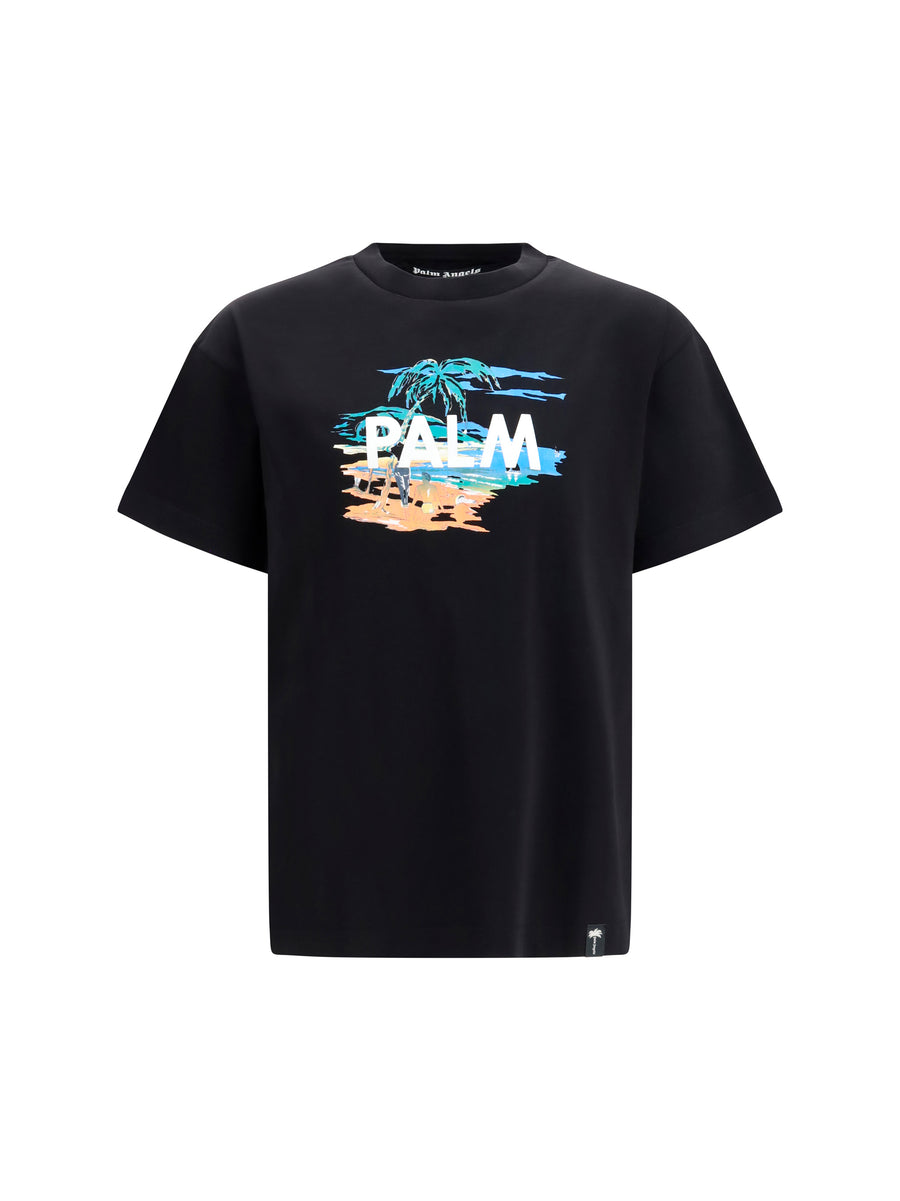 Palm Angels 100% Cotton t-shirt in black