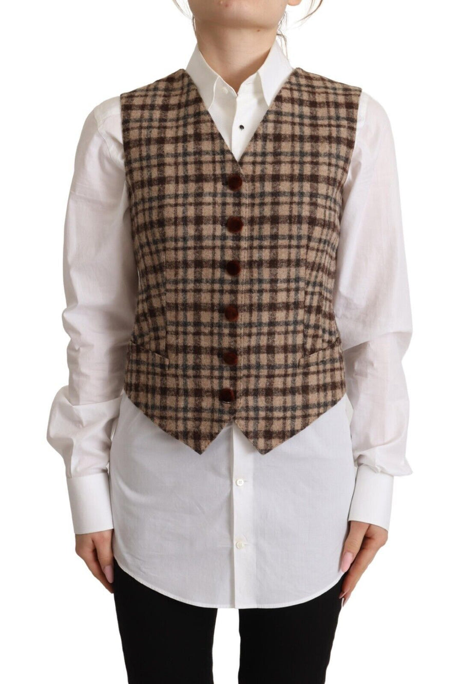 Dolce & Gabbana 39% Polyester 35% Alpaca 16% Wool 9% Nylon 1% Elastane vest in brown