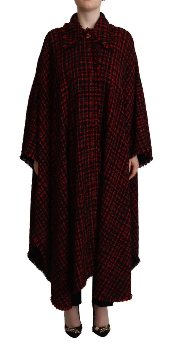 Black Red Cotton Checkered Over Coat Jacket And Clothing