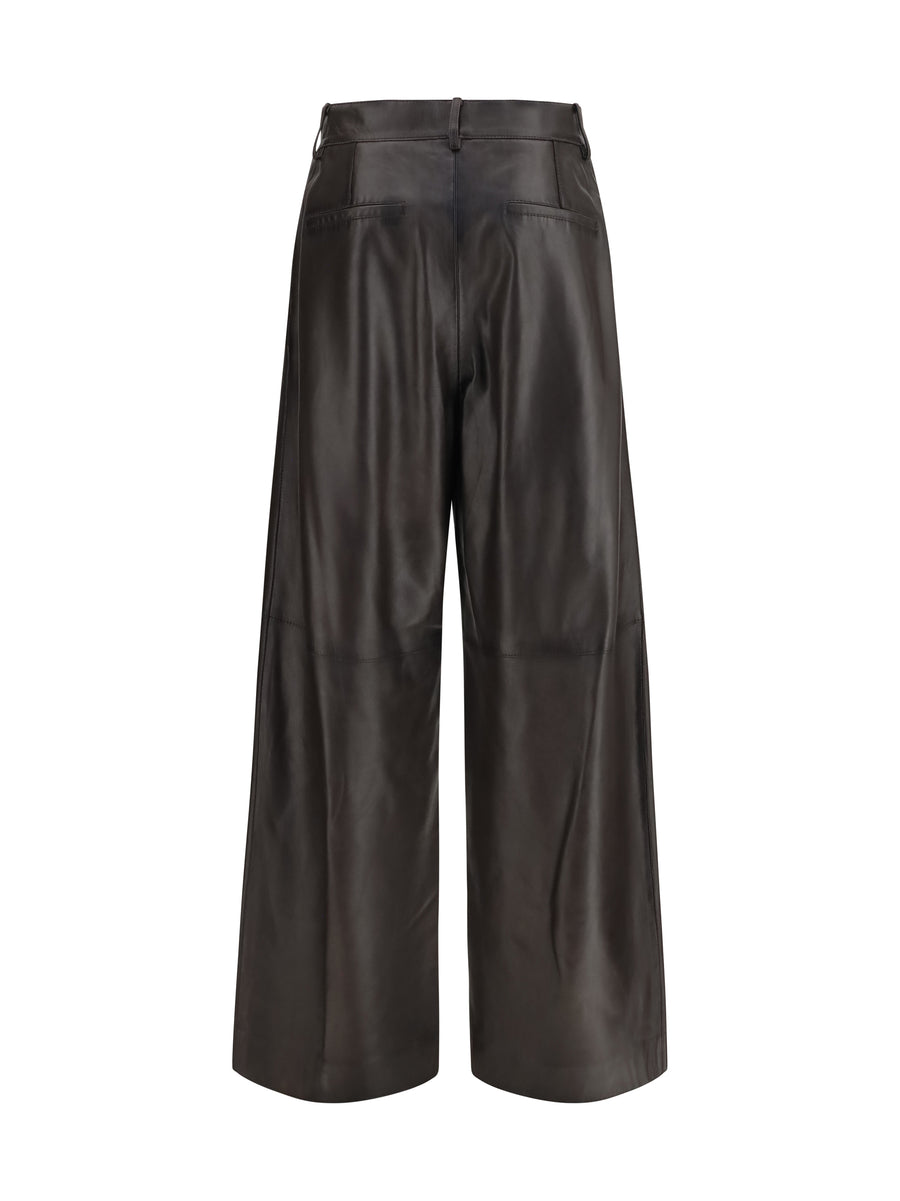 Leather Pants Dark Brown Trousers