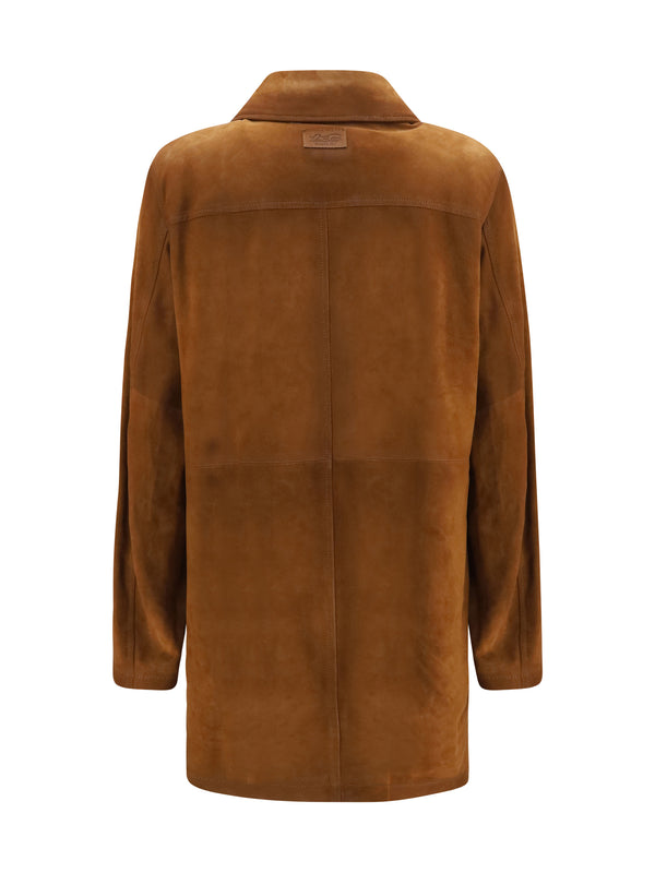 Long Suede Jacket Tobacco Calf Leather