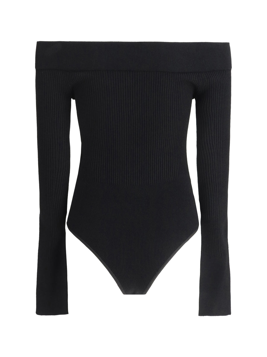 Bodysuit Black Viscose Tops